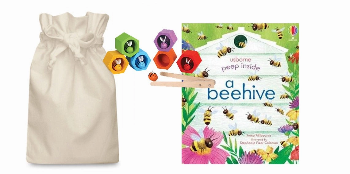 Support Offer Scientific Genius A Beehive Story Sack with Plan Toys Bees