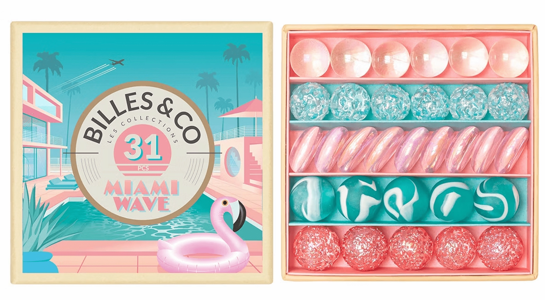 Programming Logic Electron Movement Billes & Co Marble Set - Mini Box Miami Wave Marbles