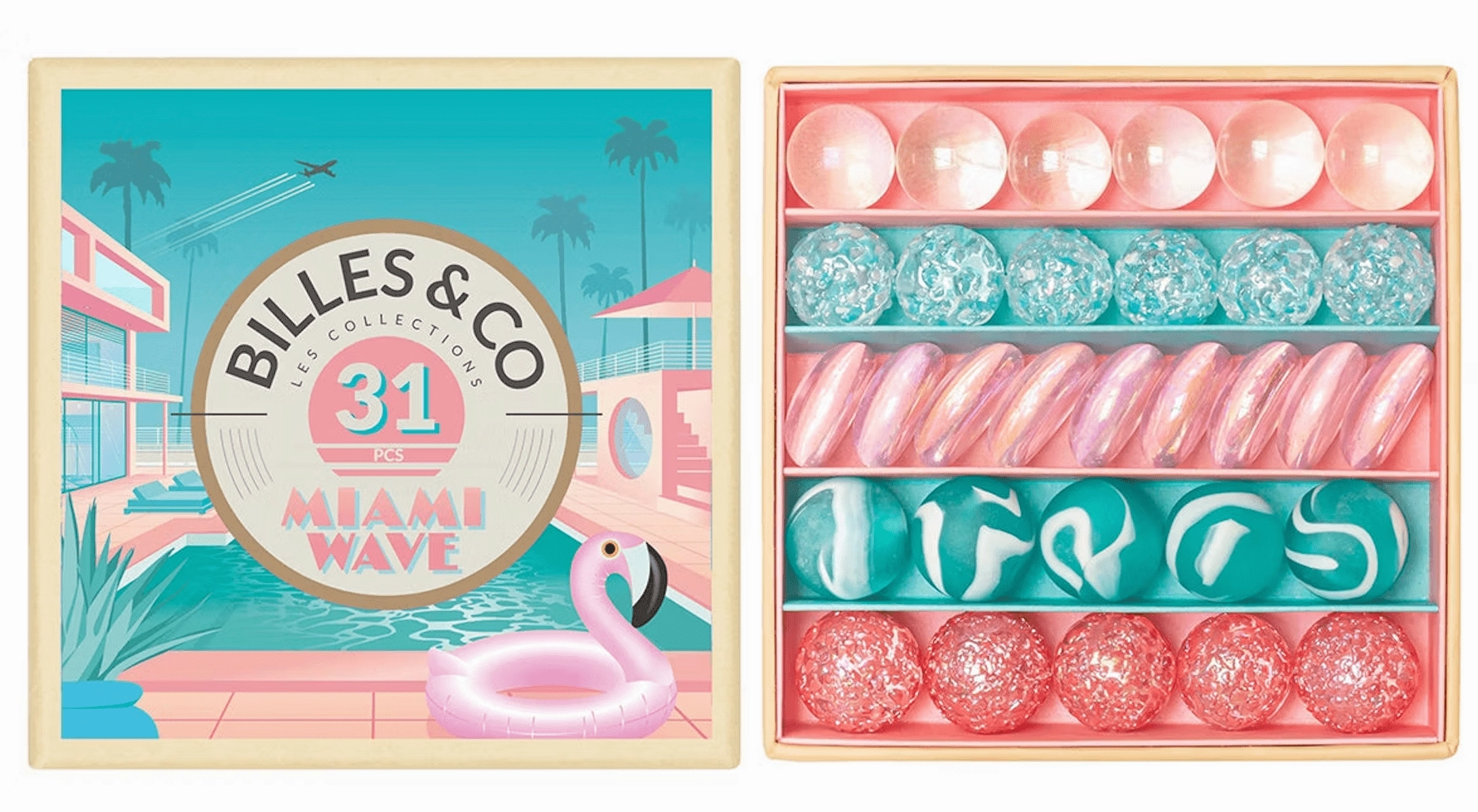 Experience Enhancement Billes & Co Marble Set - Mini Box Miami Wave Marbles