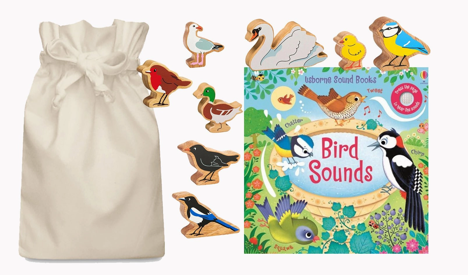 Hardship Face Programming Language Bird Sounds Story Sack with Lanka Kade Wooden Animals