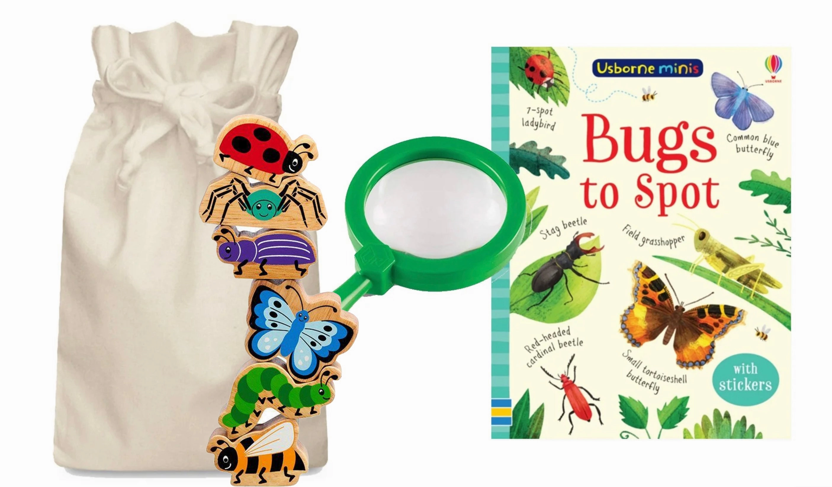 Bugs to Spot Story Sack with Lanka Kade & Jumbo Magnifying Glass Building Blocks Success Celebrate