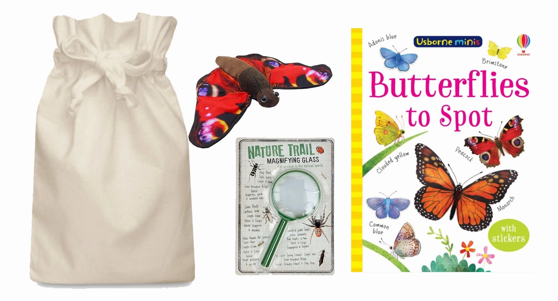 Adventure Theme Forgiveness Grant Butterflies Story Sack with Nature Trail Magnifying Glass and Finger Puppet