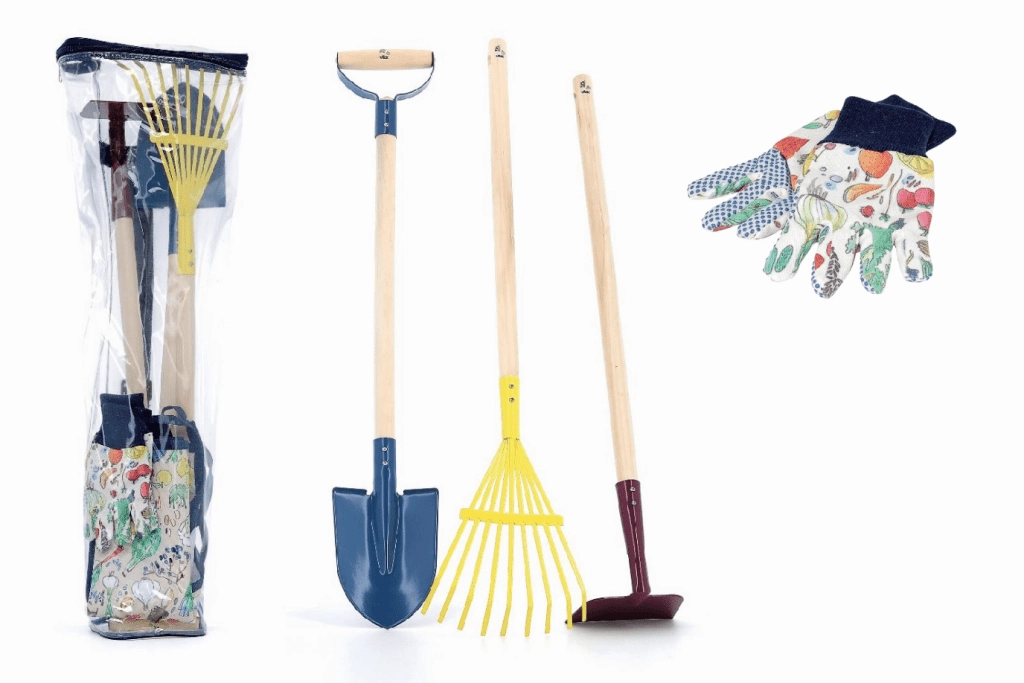 Children's Garden Tool Set (Rake, Hoe, Shovel, and Gloves) Cooking Set