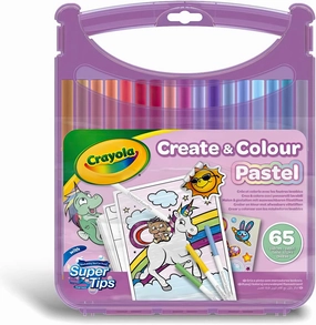 Motor Coordination CRAYOLA Mini Washable Create & Colour Pastel Marker Pen Case 65pcs