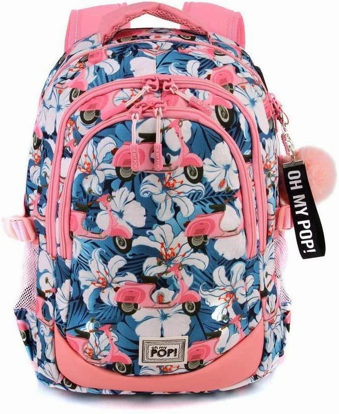 Oh My Pop Pink Scooter-Running HS Backpack Casual Daypack 44cm Cloud Formation Crystal Structure