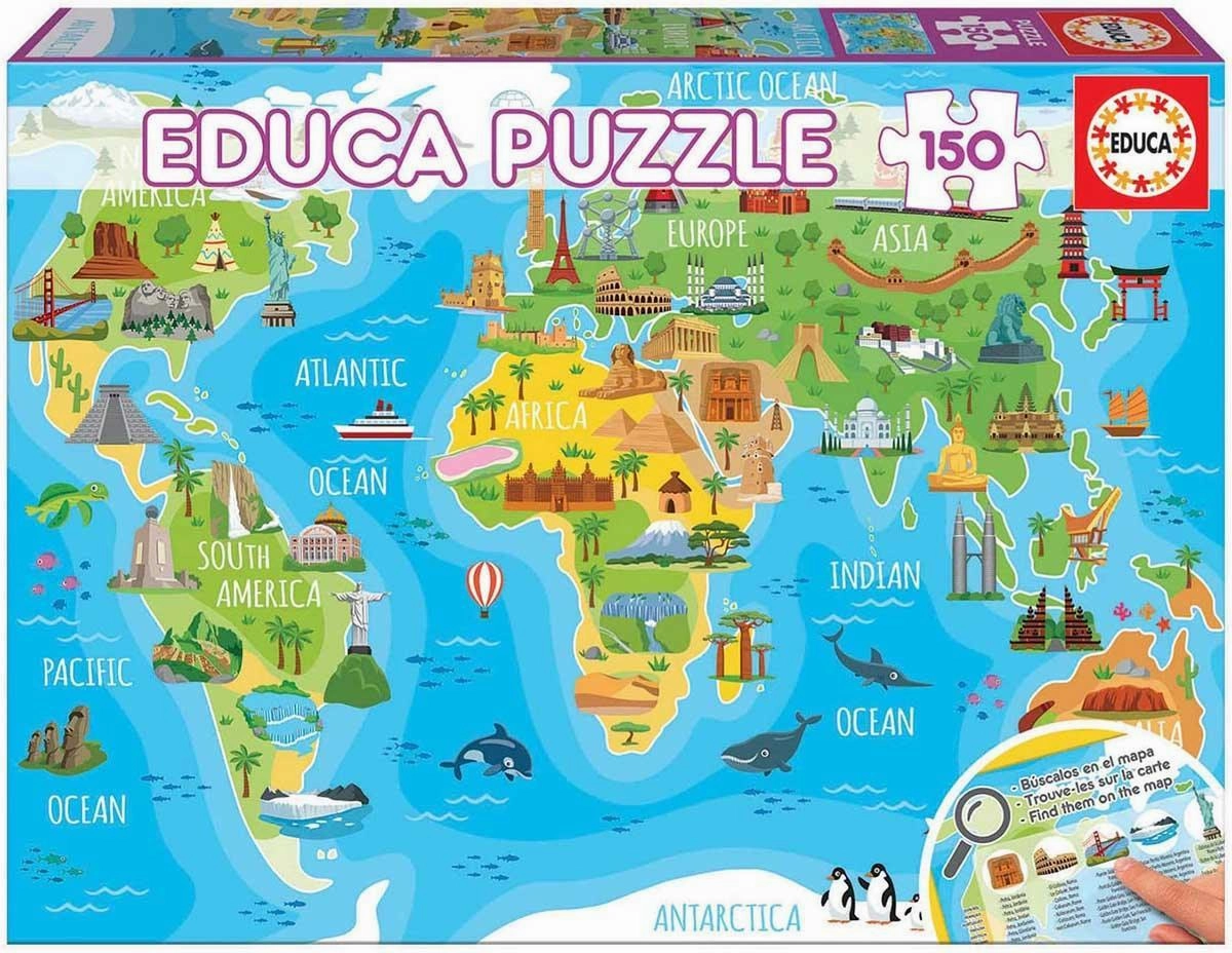 BPA free Action Reaction Monuments World Map 150 Puzzle