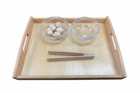 Montessori Tonging Activity - Acorns - includes Tongs, Tray, Bowls and Wooden Acorns Future Scientist