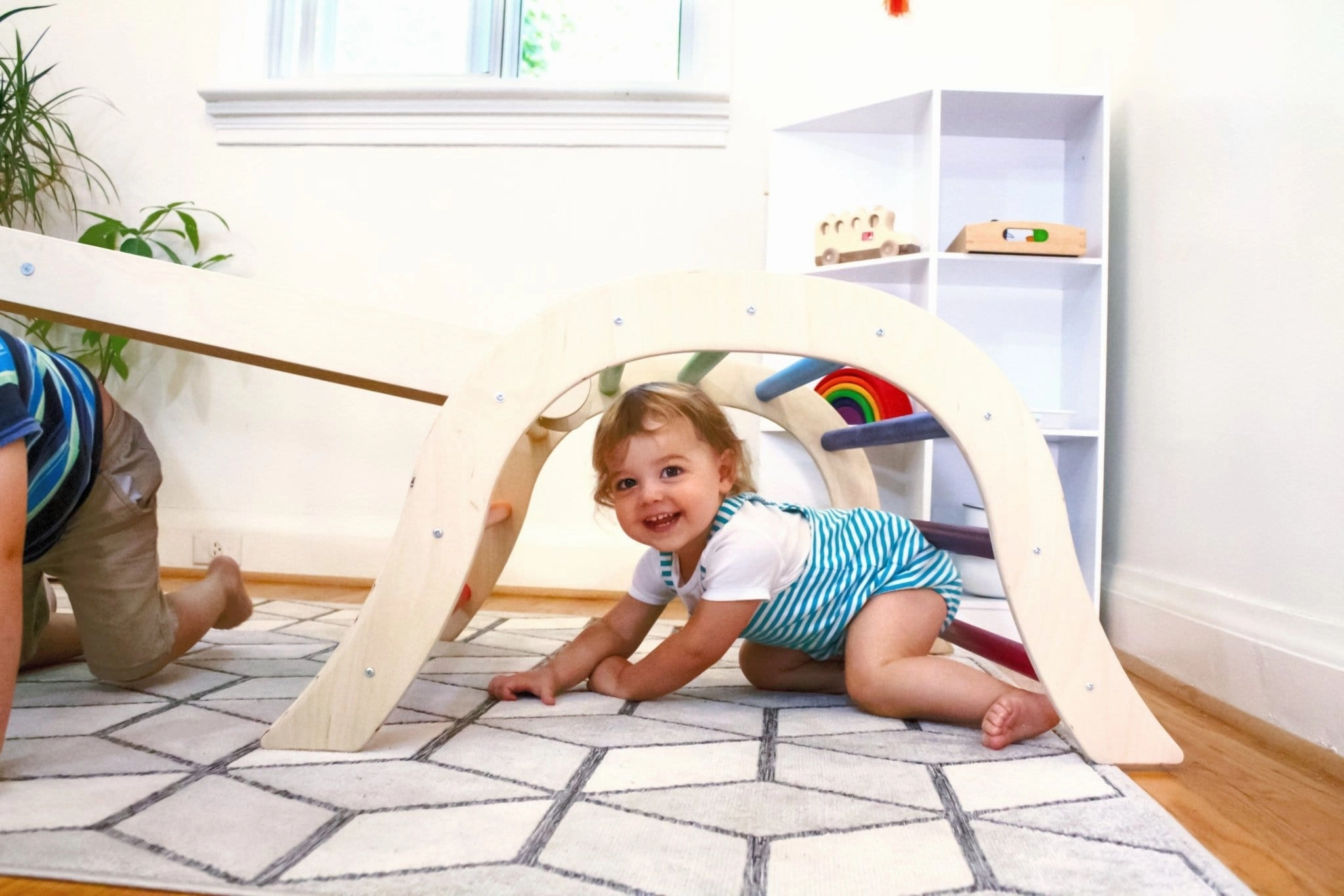 Checkers Board Climbing Bundle #1 - Arch Climber + Montessori Climbing Triangle + Ramp