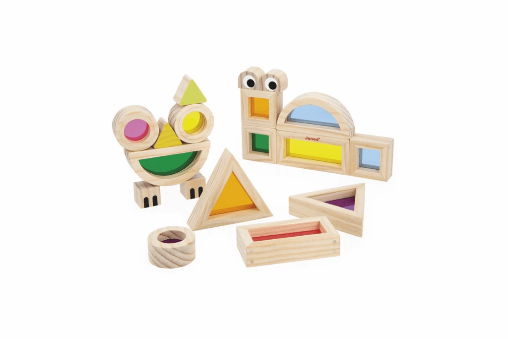 Janod Colourful Translucent Blocks Cartoon Character Wisdom Gain