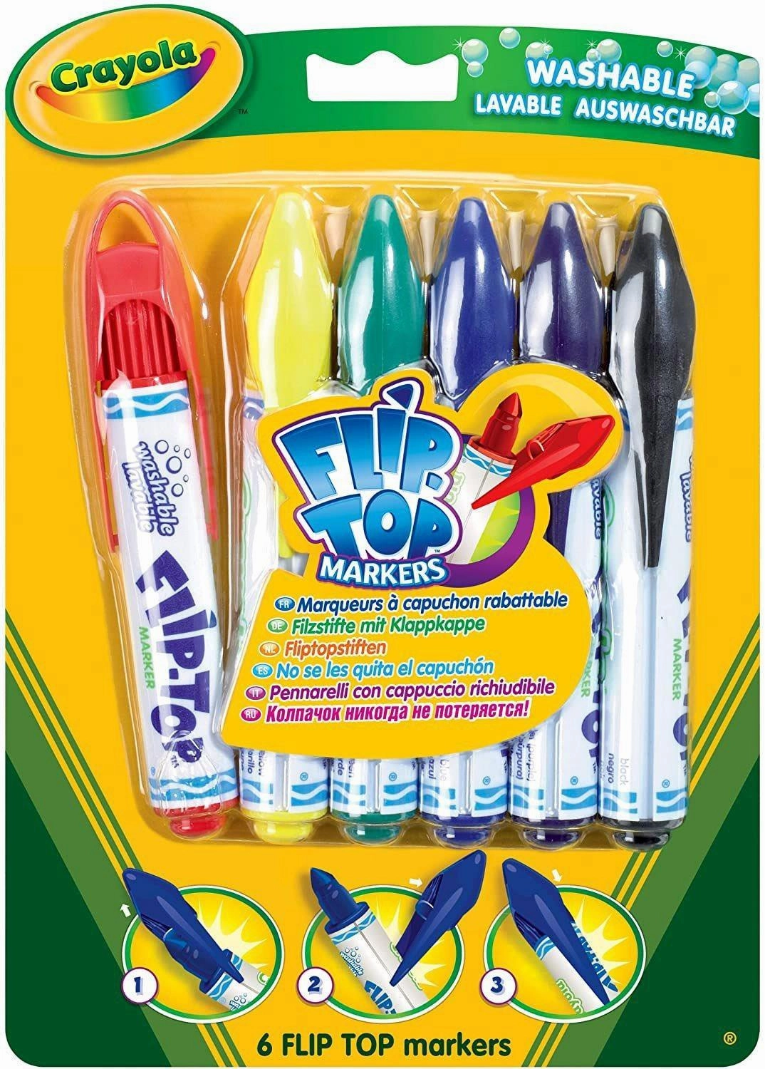Crayola Flip Top Markers - Pack of 6 Aid Give Bead Craft