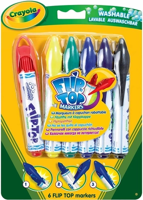 Crayola Flip Top Markers - Pack of 6 Aid Give Bead Craft