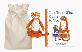 The Tiger Who Came to Tea Story Sack with Aurora Soft Toy Tiger Space Awareness Reading Pro