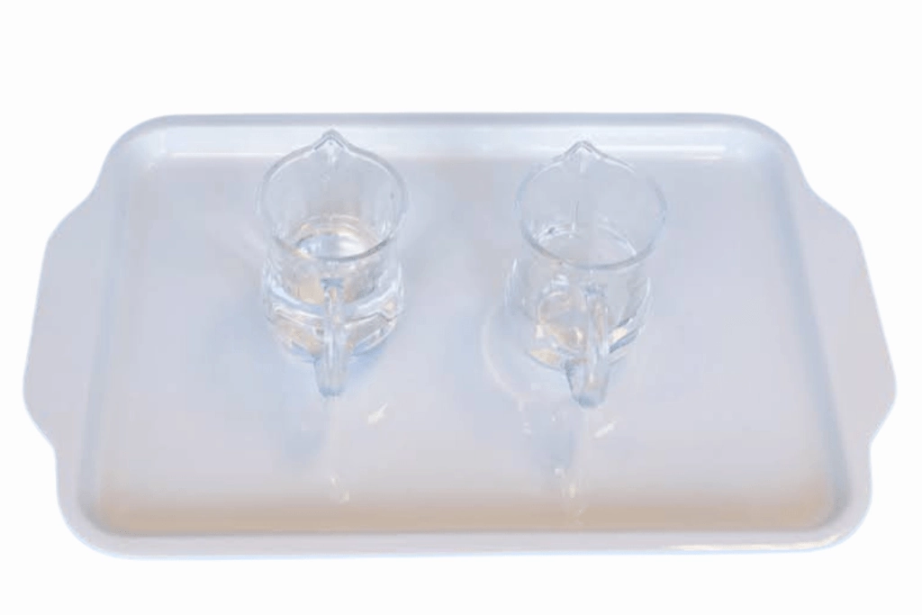 Timing Practice Montessori Wet Pouring Activity - includes 2 Glass Pitchers & Melamine Tray
