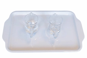 Montessori Wet Pouring Activity - includes 2 Glass Pitchers & Melamine Tray Nature Discovery Loyalty Show