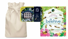 A Beehive Story Sack with a Build a Bee Hotel Tin Phthalate free Spring Time