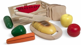 Melissa & Doug Wood Cutting Pretend Play Food Experiment Design Friction Force