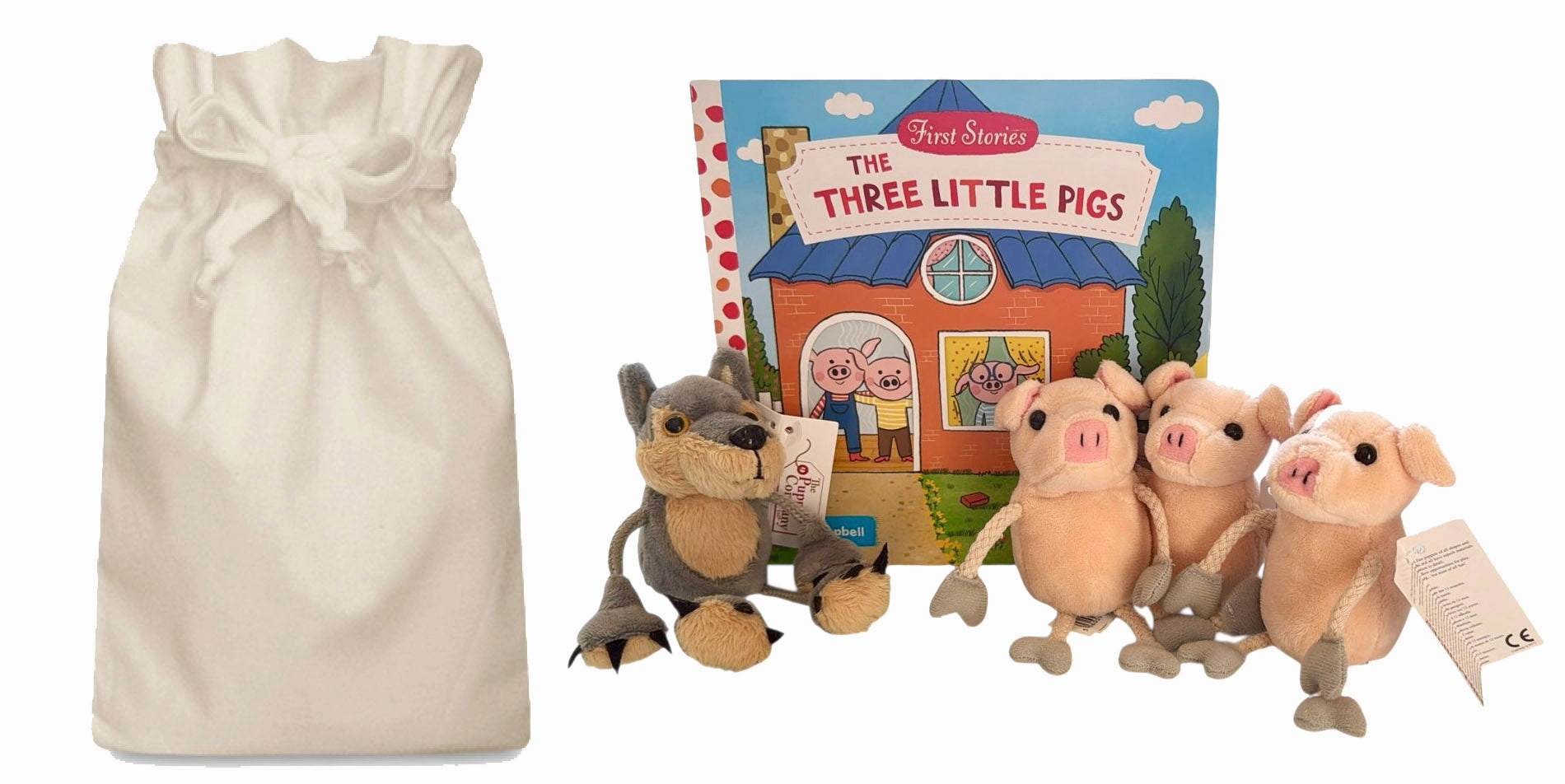 Water Cycle Three Little Pigs & Wolf Story Sack  with Finger Puppets