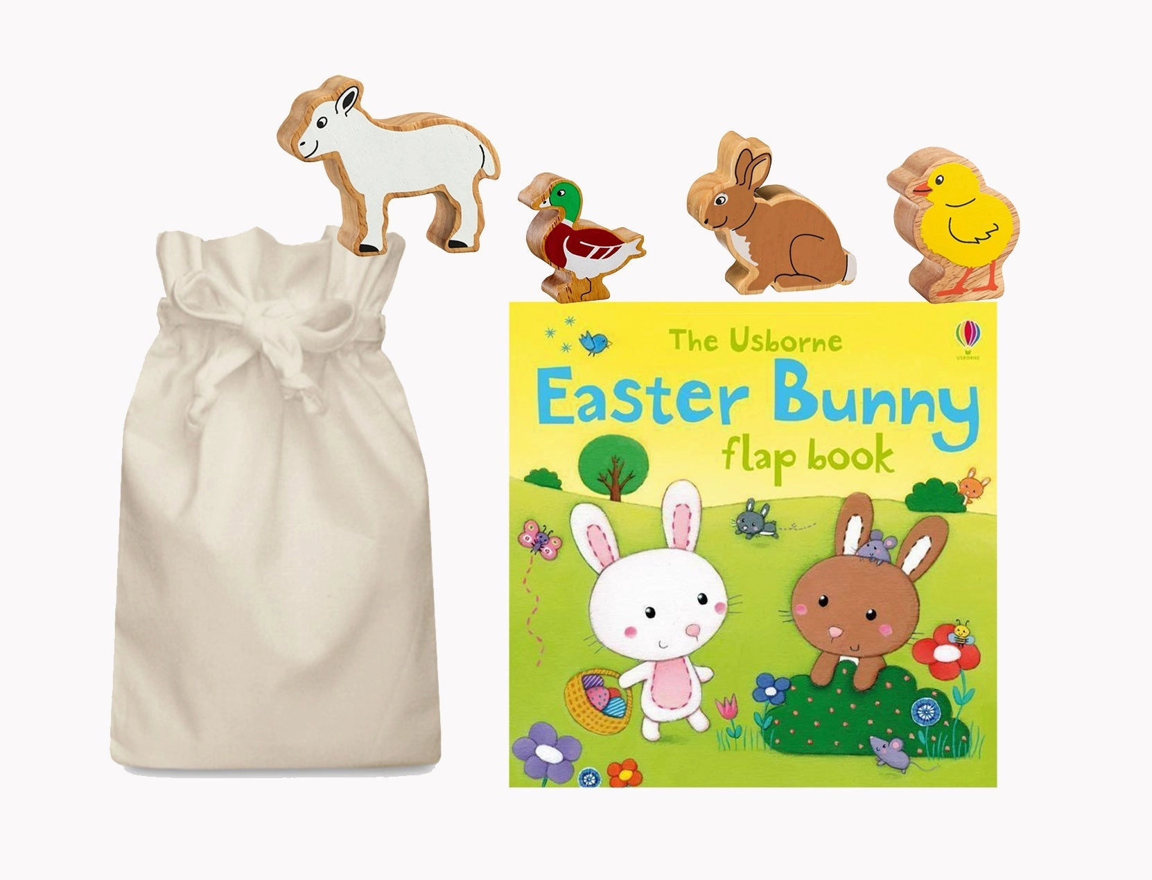 Easter Bunny Story Sack with Lanka Kade Wooden Animals Wildlife Guard
