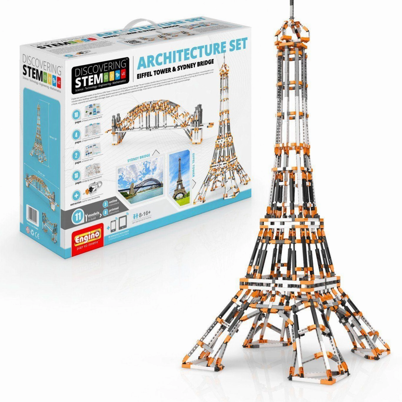 ENGINO Stem Architecture Set Eiffel Tower and Sydney Bridge Road System
