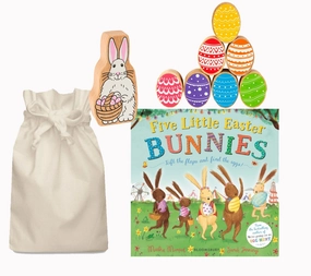 Boat Toy Five Little Easter Bunnies Story Sack with Lanka Kade Wooden Easter Eggs