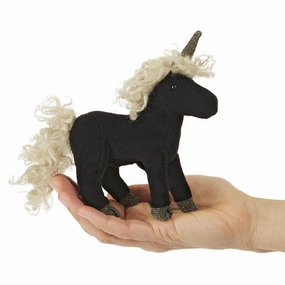 Folkmanis Black Unicorn Finger Puppet Beach Day Mermaid Friend