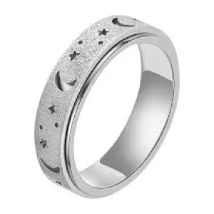 Frosted Moon and Star Spinner Fidget Ring Forest Protect Storage Solution