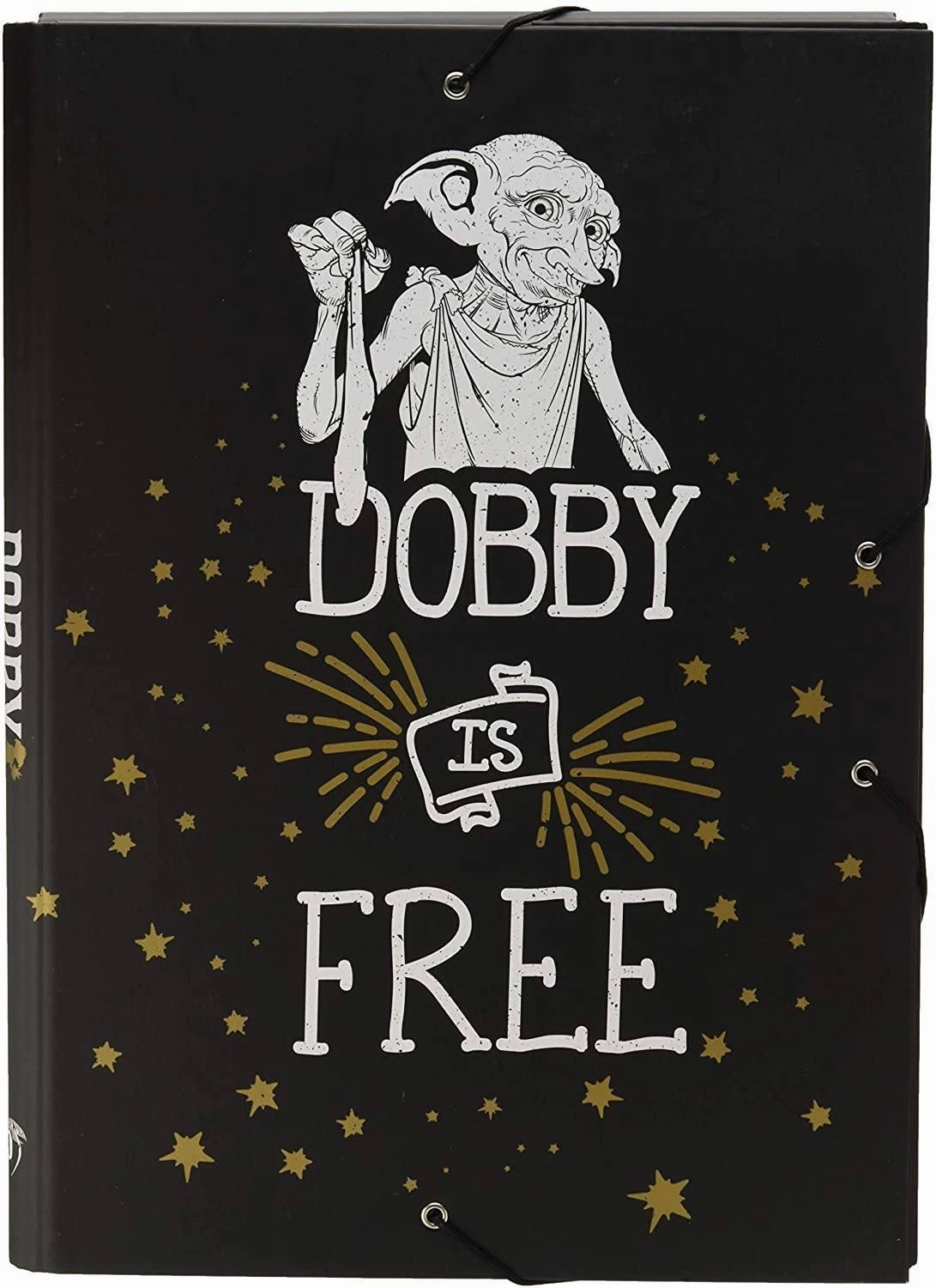 Harry Potter A4 Dobby Black, Elasticated 3 Flap Folder Song Composition Water Proof