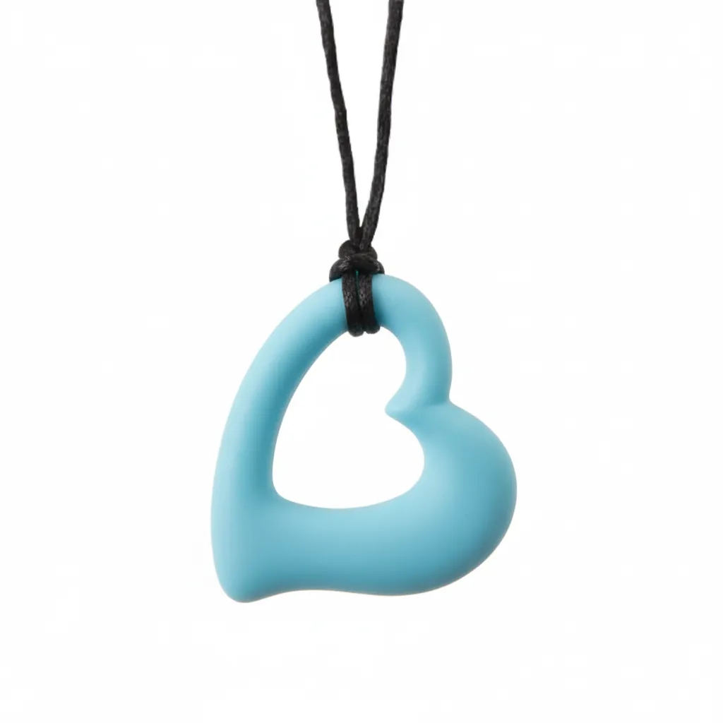 Heart Outline Sensory Chew Necklace - Free Hygiene Case Security Ensure