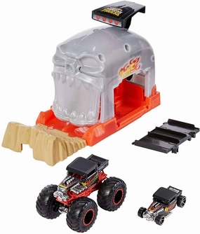 Inclusion Practice Hot Wheels GKY02 Monster Trucks Pit and Launch Bone Shaker Playset