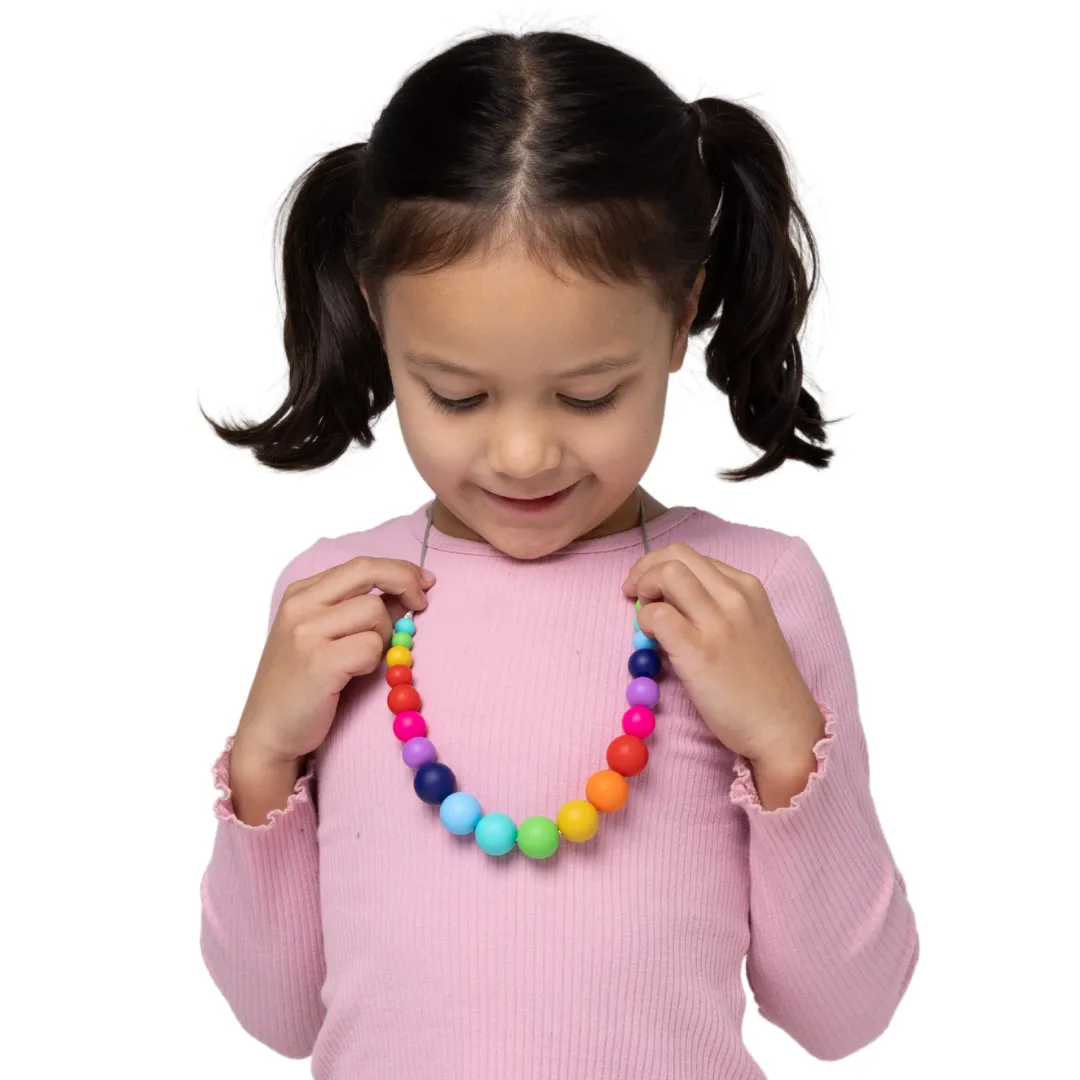 Rainbow Beads Sensory Chew Necklace - Free Hygiene Case Concentration aid Magic Spell