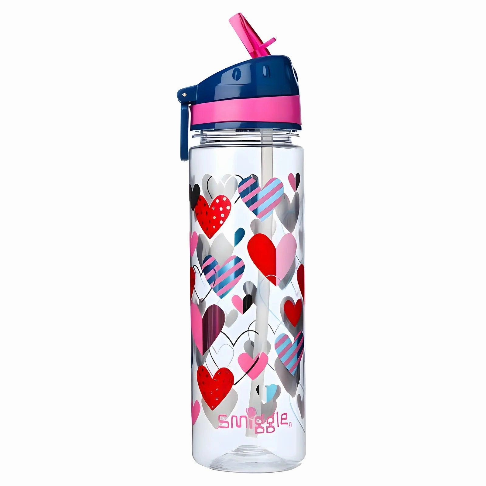 SMIGGLE Faves Drink Up Straight Water Bottle - Navy Impact Leave Empathy Build