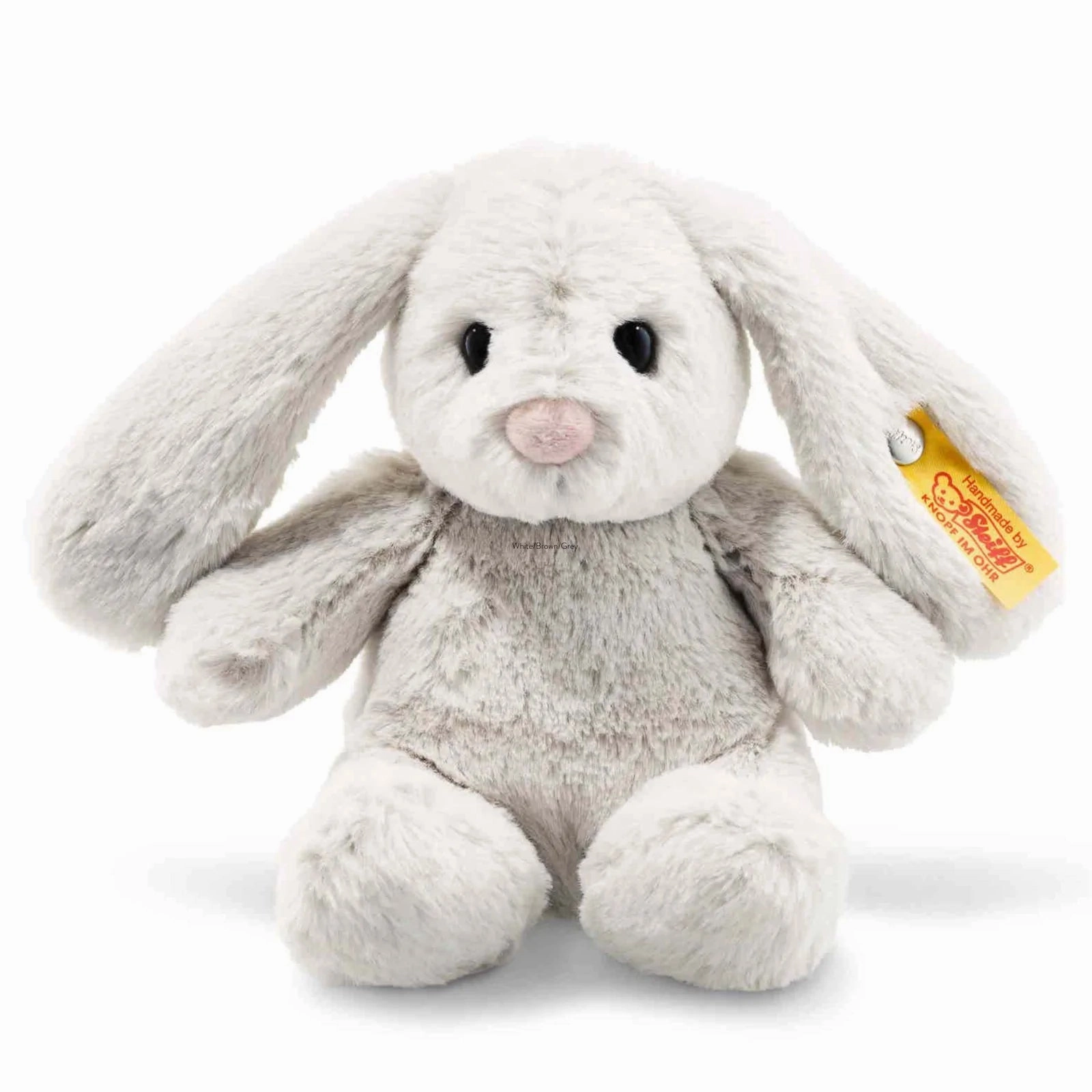 Steiff Small Grey Hoppie Rabbit Soft Toy (18cm) Letter Block Work Perform