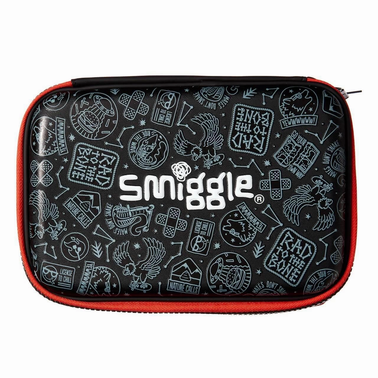 SMIGGLE 442885 Express Double Up Hardtop Pencil Case - Black Insect Collection
