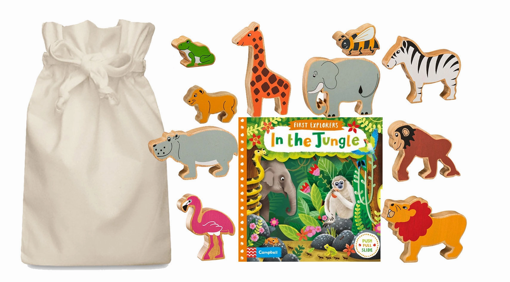 Voice controlled Flame retardant In the Jungle Story Sack with Lanka Kade Animals