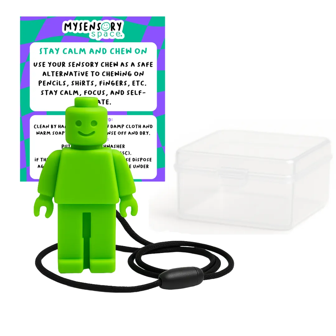 Block Man Sensory Chew Necklace - Free Hygiene Case Backyard Game