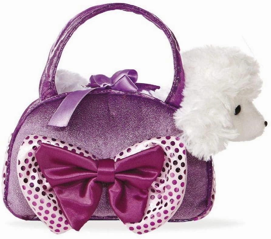 Indoor Play AURORA Fancy Pals Pek-a-Boo Pet Carrier with Poodle Purple With Bow