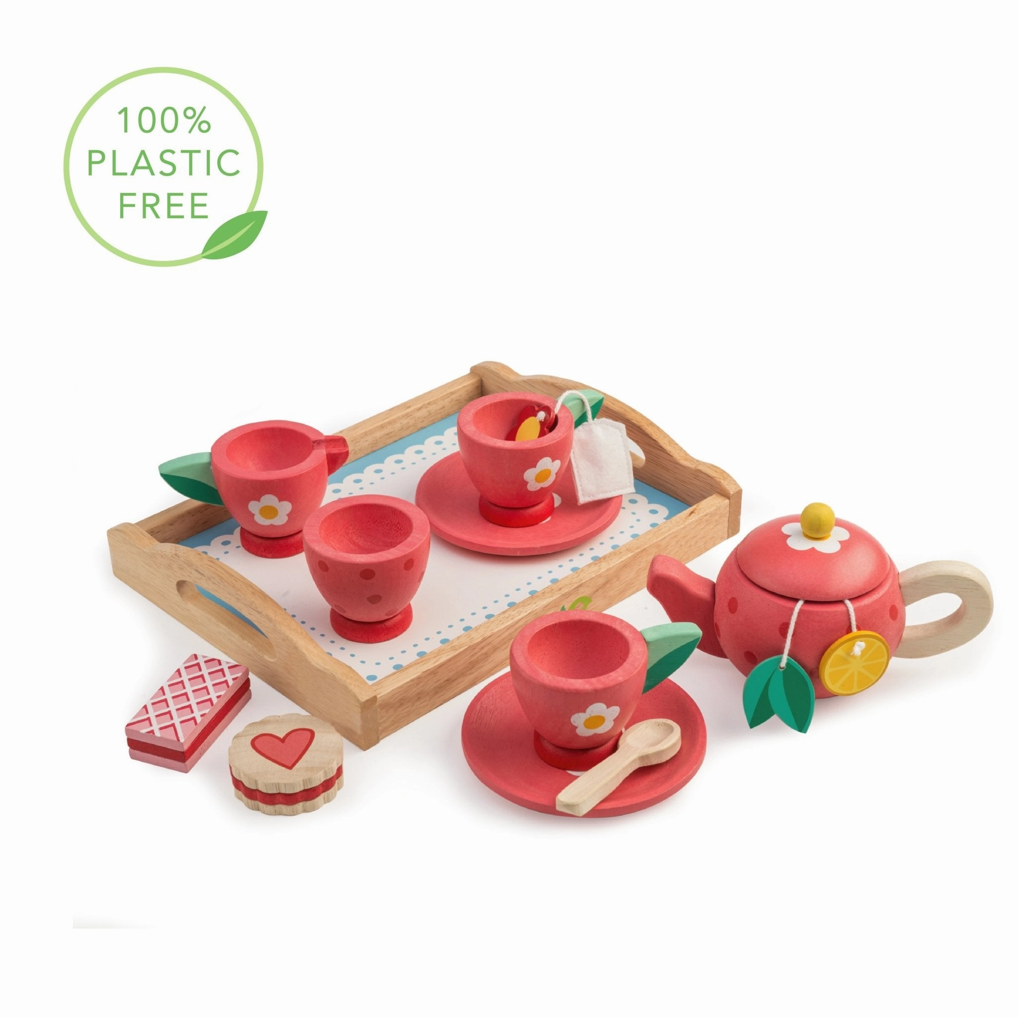 Tenderleaf Toys Wooden 12 piece Tea Tray Set Flexibility Increase Acceleration Concept
