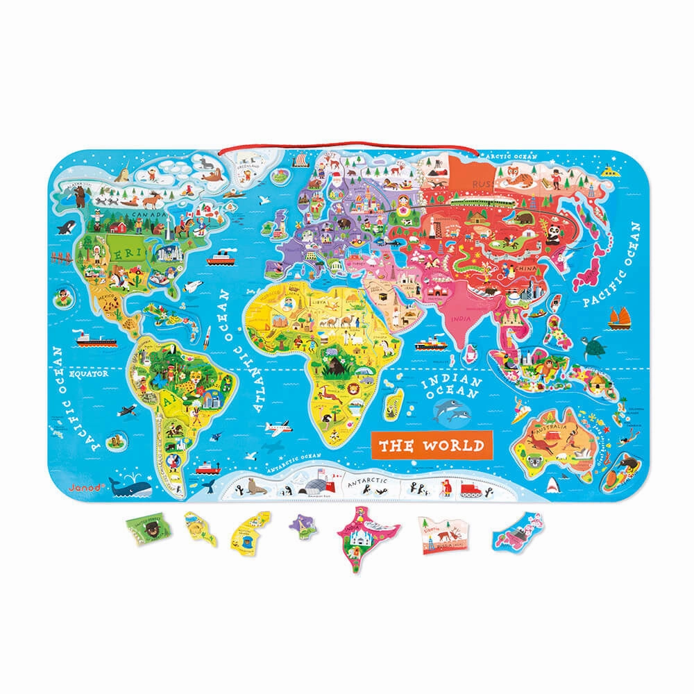 Prayer Answer Janod Magnetic World Map Puzzle English Version 92 pieces (wood)
