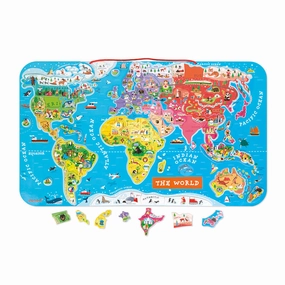 Prayer Answer Janod Magnetic World Map Puzzle English Version 92 pieces (wood)