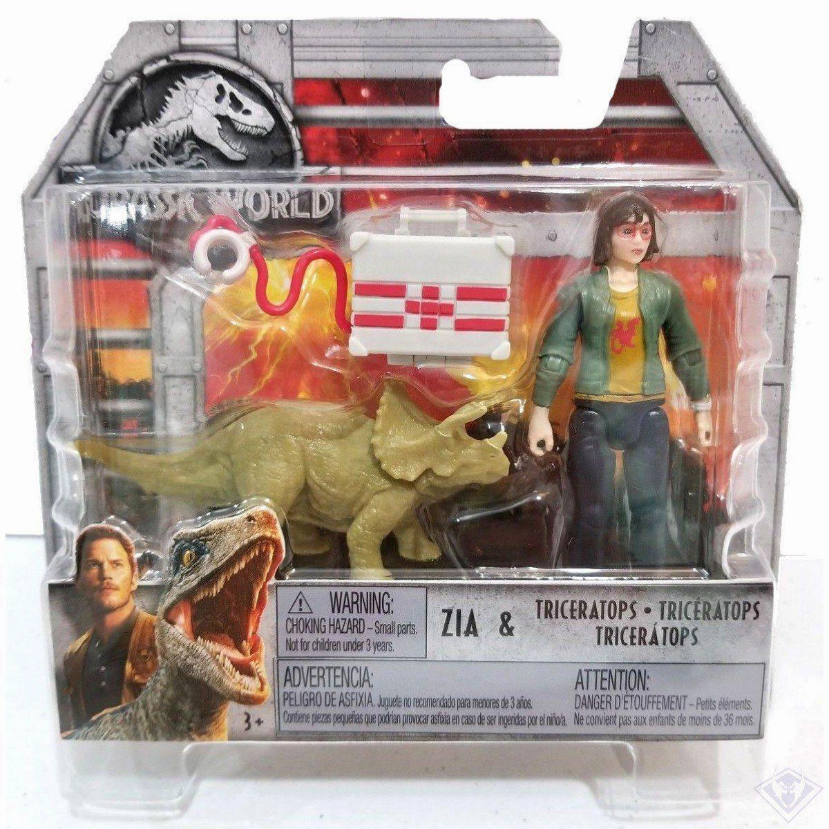 Jurassic World Figures Zia & Triceratops Figurines Playset Polarization Effect