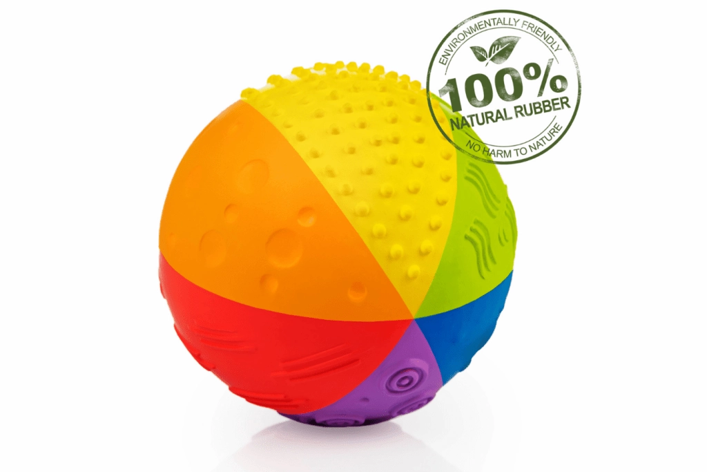 Caaocho Rainbow Sensory Ball - Made from Natural Rubber Shape Identification