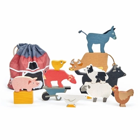 Tenderleaf Toys Wooden Stacking Farmyard with bag Visual Effect World Better