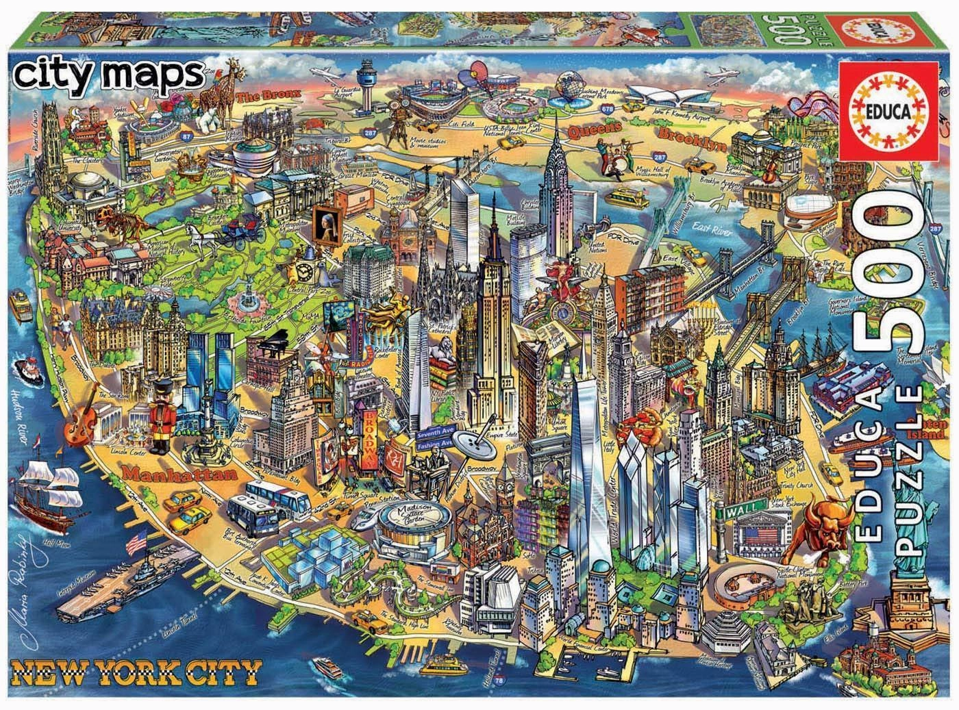 New York City Map 500 Puzzle Nebula Model Landmark Pass