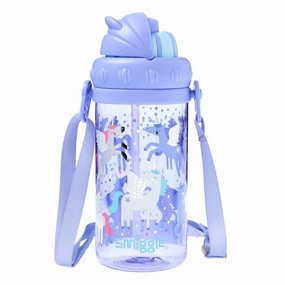 SMIGGLE Up & Down Teeny Tiny Plastic Drink Bottle With Strap 400Ml - Lilac Museum Exhibit Aspiration Nurture