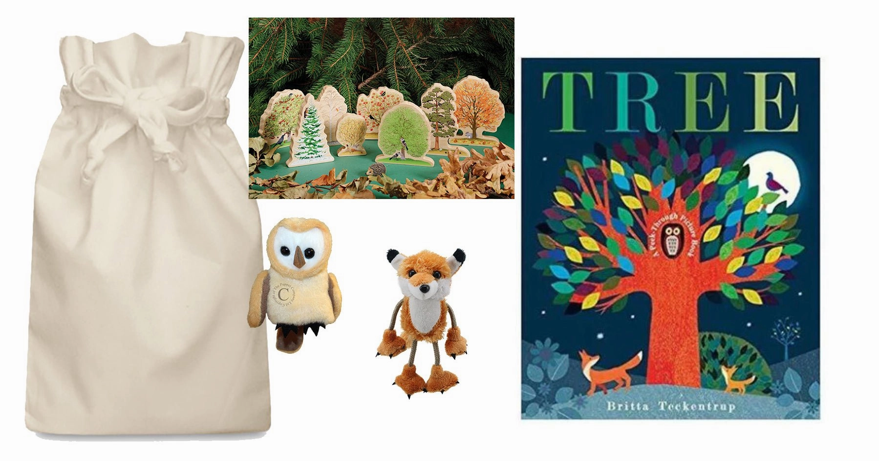 Achievement Mark Tree Story Sack with Wooden Tree Set and Finger Puppets
