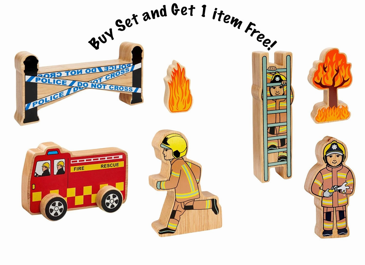 Baseball Bat Lanka Kade Wooden Fire Scene Characters (Get 1 FREE)