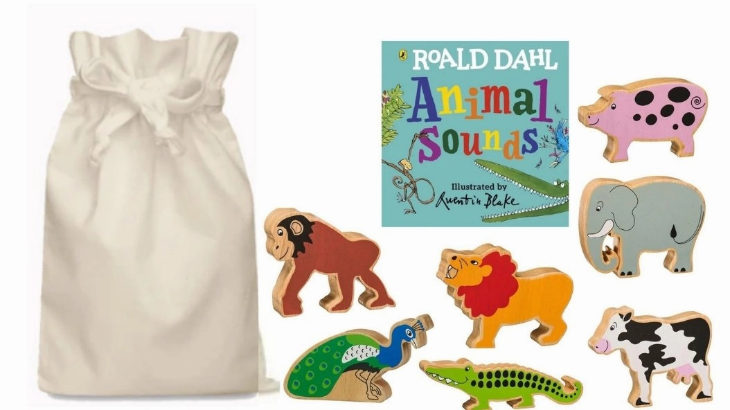 Quest Finished Archaeology Dig Roald Dahl Animals Sounds Story Sack with Wooden Animals