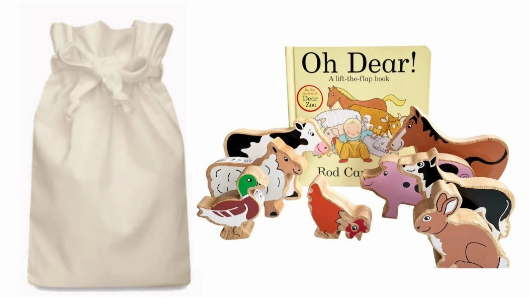 Oh Dear Story Sack with Lanka Kade Wooden Animals Fight Triumph