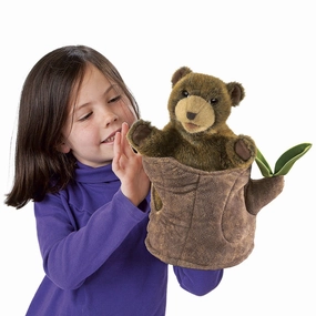 Folkmanis Bear in Tree Stump Hand Puppet Reading Comprehension