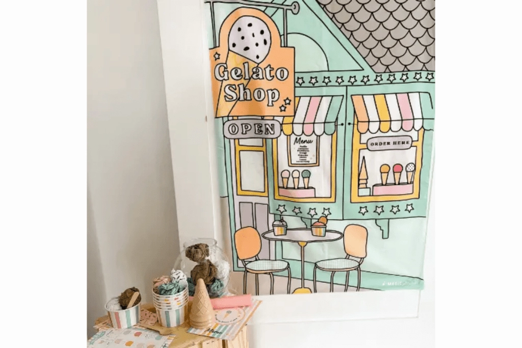 Pattern Recognition Winter Sport Gelato Shop Fabric Play Scene